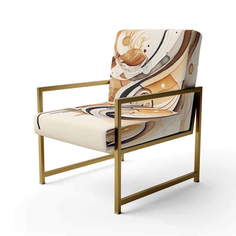 Fauteuil d'appoint moderne et contemporain rembourré marron et noir et fauteuil moderne et contemporain