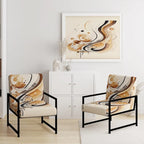 Fauteuil d'appoint moderne et contemporain rembourré marron et noir et fauteuil moderne et contemporain