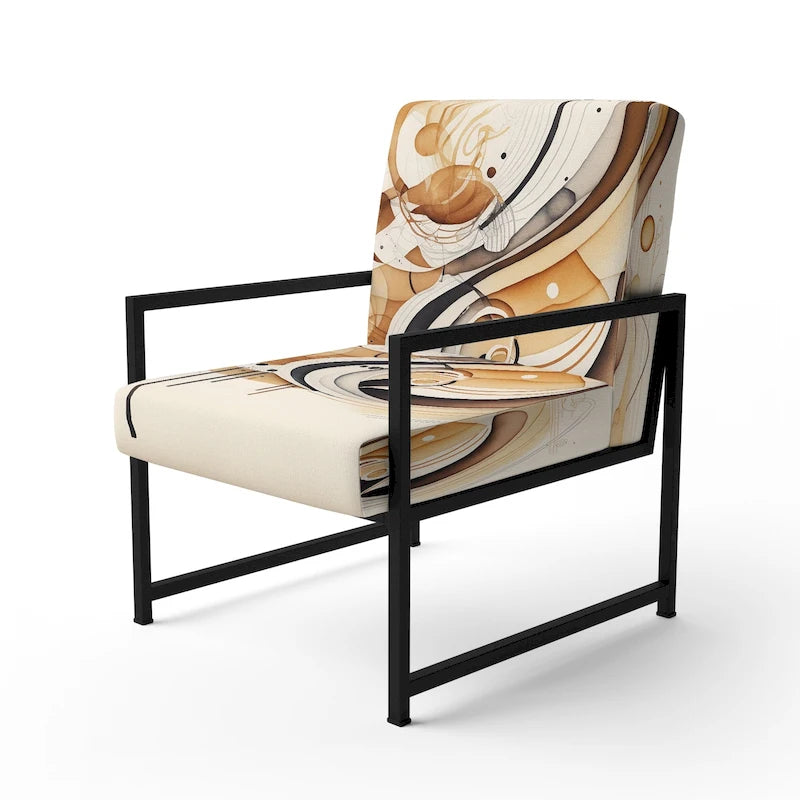 Fauteuil d'appoint moderne et contemporain rembourré marron et noir et fauteuil moderne et contemporain