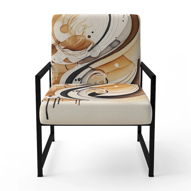 Fauteuil d'appoint moderne et contemporain rembourré marron et noir et fauteuil moderne et contemporain