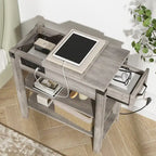 Table d'appoint étroite de ferme avec tiroir à station de charge et rangement