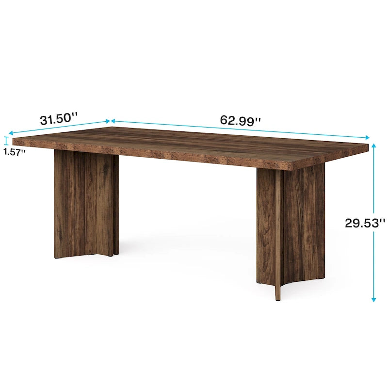 Table à manger rectangulaire en bois style ferme pour cuisine ou salle à manger