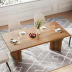 Table à manger rectangulaire en bois style ferme pour cuisine ou salle à manger