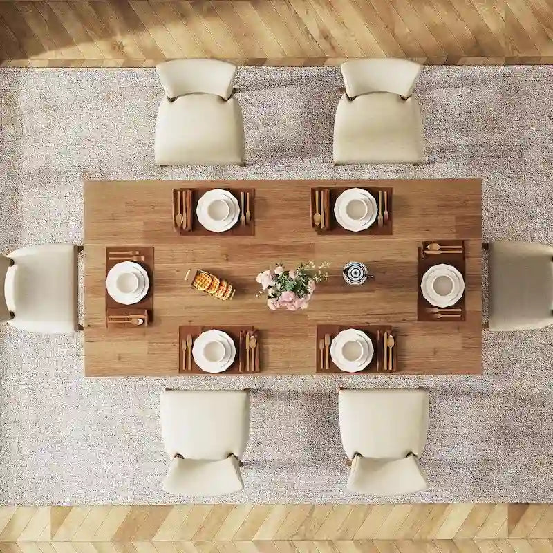 Table à manger rectangulaire en bois style ferme pour cuisine ou salle à manger