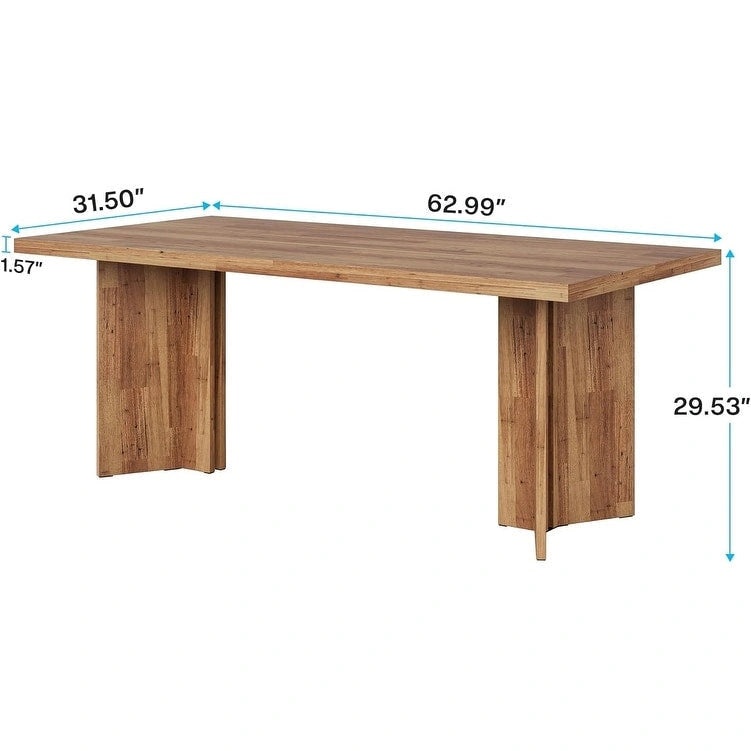 Table à manger rectangulaire en bois style ferme pour cuisine ou salle à manger