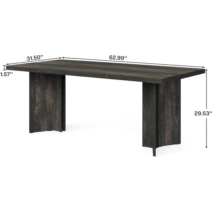 Table à manger rectangulaire en bois style ferme pour cuisine ou salle à manger