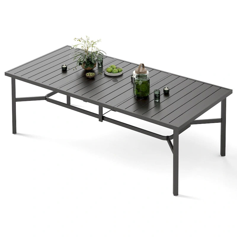 MAISON ARTS Table de Salle à Manger d'Extérieur Extra Large en Métal, Table Rectangulaire en Acier pour 8 Personnes