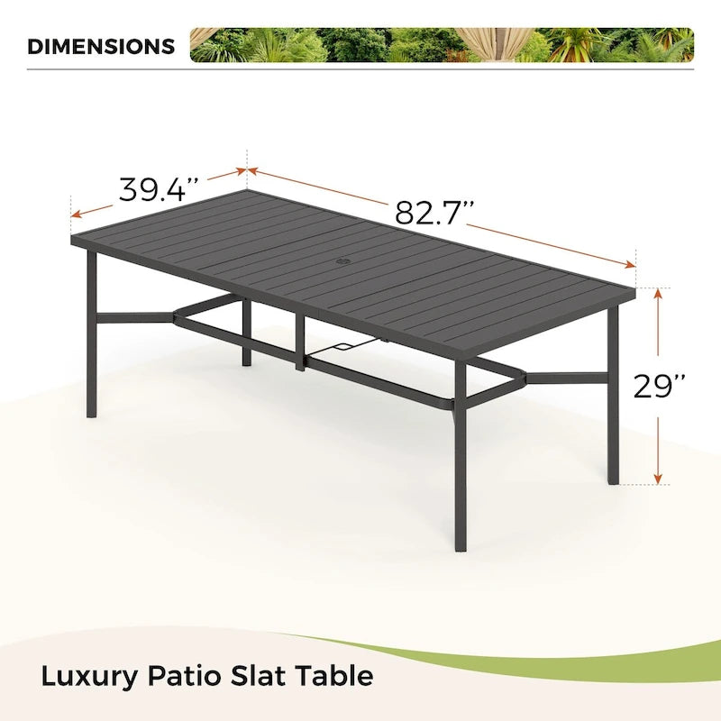MAISON ARTS Table de Salle à Manger d'Extérieur Extra Large en Métal, Table Rectangulaire en Acier pour 8 Personnes