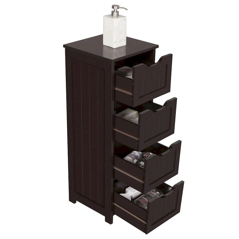 Meuble de Rangement Salle de Bain Meuble Colonne Étroit avec 4 Tiroirs