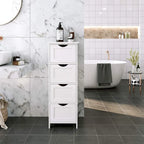 White Bathroom Storage Cabinet, Freestanding Office Cabinet with Drawers - 11.8L x 11.8W x 32.3H