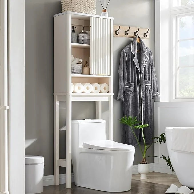 68 Armoire de rangement moderne haute pour toilettes, Meuble WC haut en bois gain de place