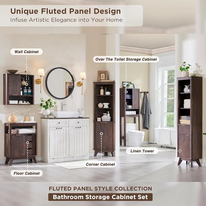 68 Armoire de rangement moderne haute pour toilettes, Meuble WC haut en bois gain de place