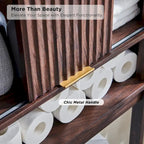 68 Armoire de rangement moderne haute pour toilettes, Meuble WC haut en bois gain de place