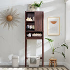 68 Armoire de rangement moderne haute pour toilettes, Meuble WC haut en bois gain de place
