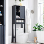 68 Armoire de rangement moderne haute pour toilettes, Meuble WC haut en bois gain de place