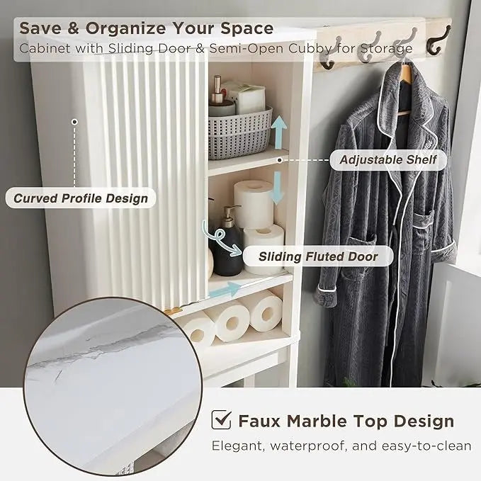 68 Armoire de rangement moderne haute pour toilettes, Meuble WC haut en bois gain de place