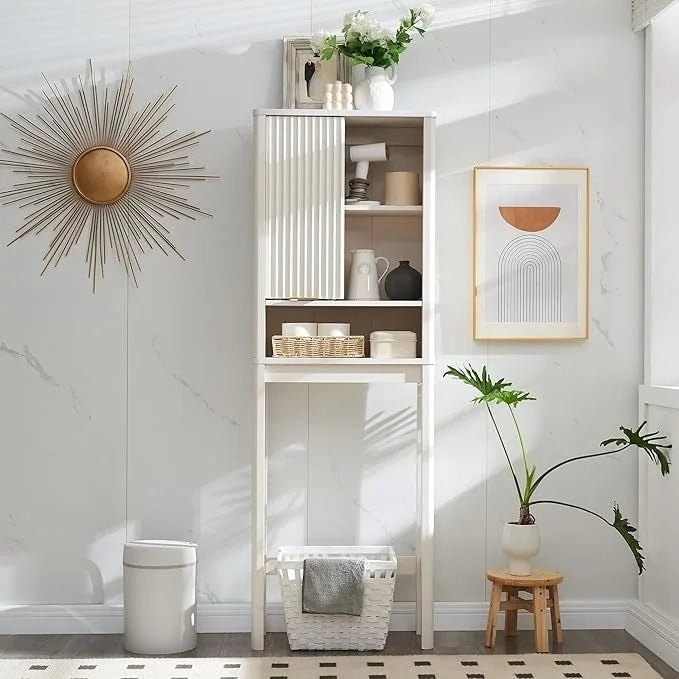 68 Armoire de rangement moderne haute pour toilettes, Meuble WC haut en bois gain de place