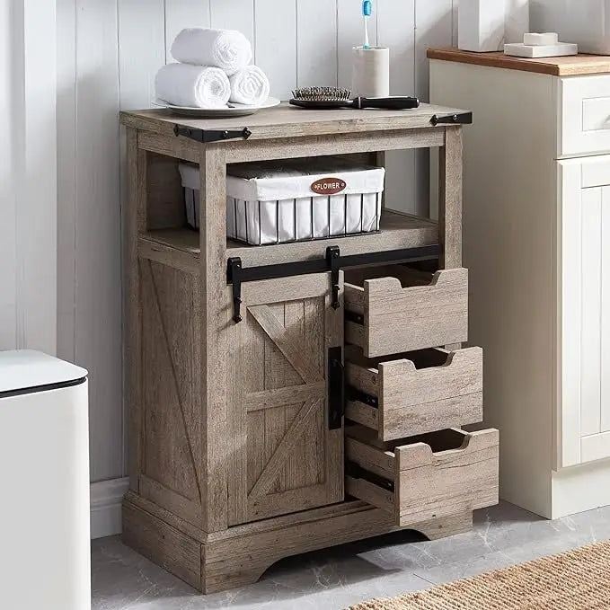 Meuble bas de salle de bain de style rustique, petit meuble de rangement pour salle de bain