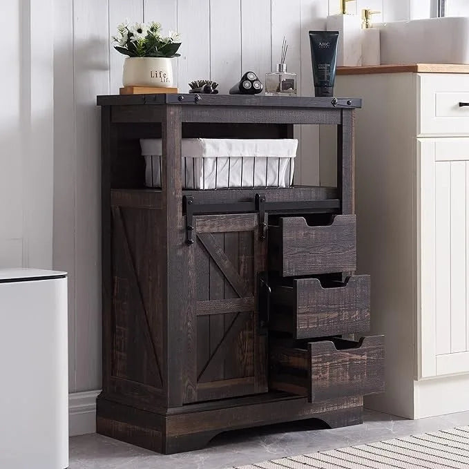 Meuble bas de salle de bain de style rustique, petit meuble de rangement pour salle de bain