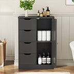 Meuble de rangement de salle de bain sur pied, Meuble de rangement de cuisine avec 4 tiroirs et 1 porte