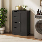 Meuble de rangement de salle de bain sur pied, Meuble de rangement de cuisine avec 4 tiroirs et 1 porte