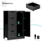 Meuble de rangement de salle de bain sur pied, Meuble de rangement de cuisine avec 4 tiroirs et 1 porte