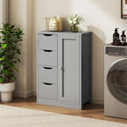 Meuble de rangement de salle de bain sur pied, Meuble de rangement de cuisine avec 4 tiroirs et 1 porte