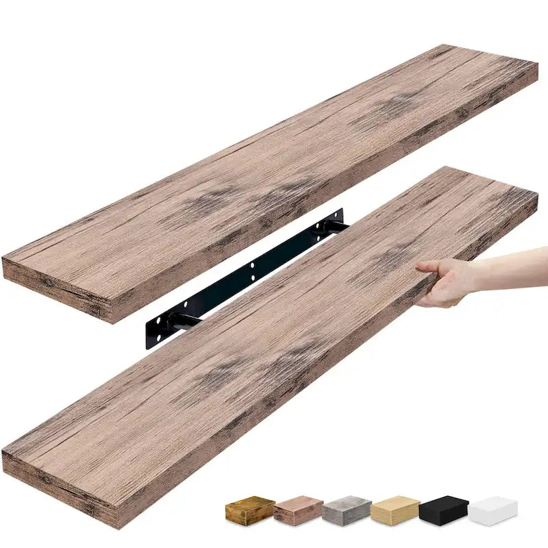 Longues étagères flottantes murales lot de 2 - 89 cm (L) x 23 cm (l) x 3,8 cm (H)
