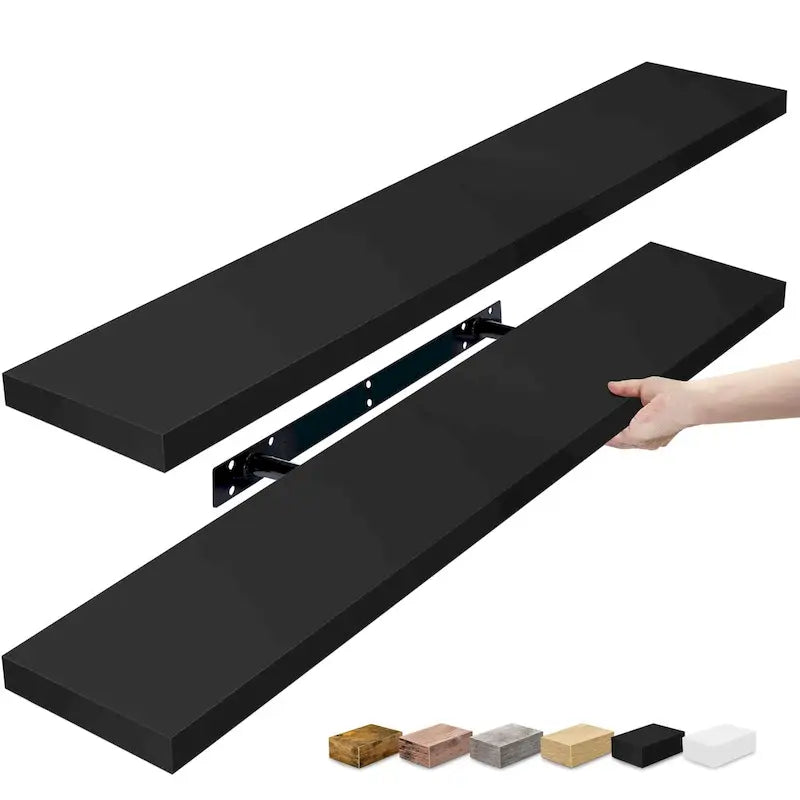 Longues étagères flottantes murales lot de 2 - 89 cm (L) x 23 cm (l) x 3,8 cm (H)