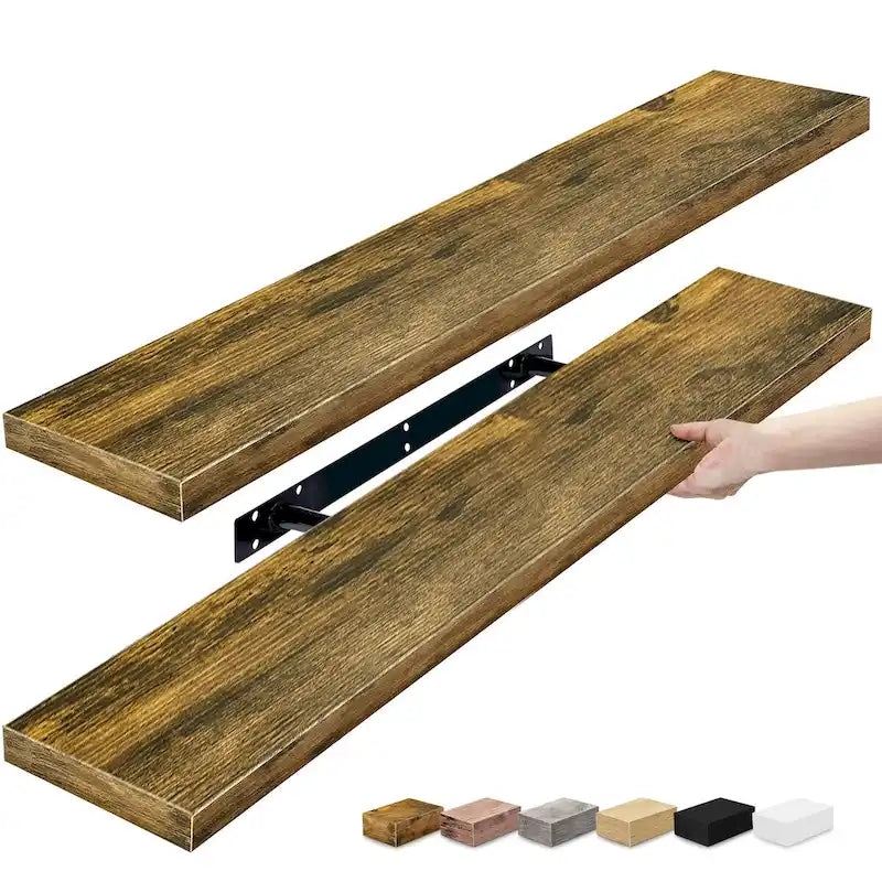 Longues étagères flottantes murales lot de 2 - 89 cm (L) x 23 cm (l) x 3,8 cm (H)