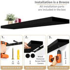 Longues étagères flottantes murales lot de 2 - 89 cm (L) x 23 cm (l) x 3,8 cm (H)