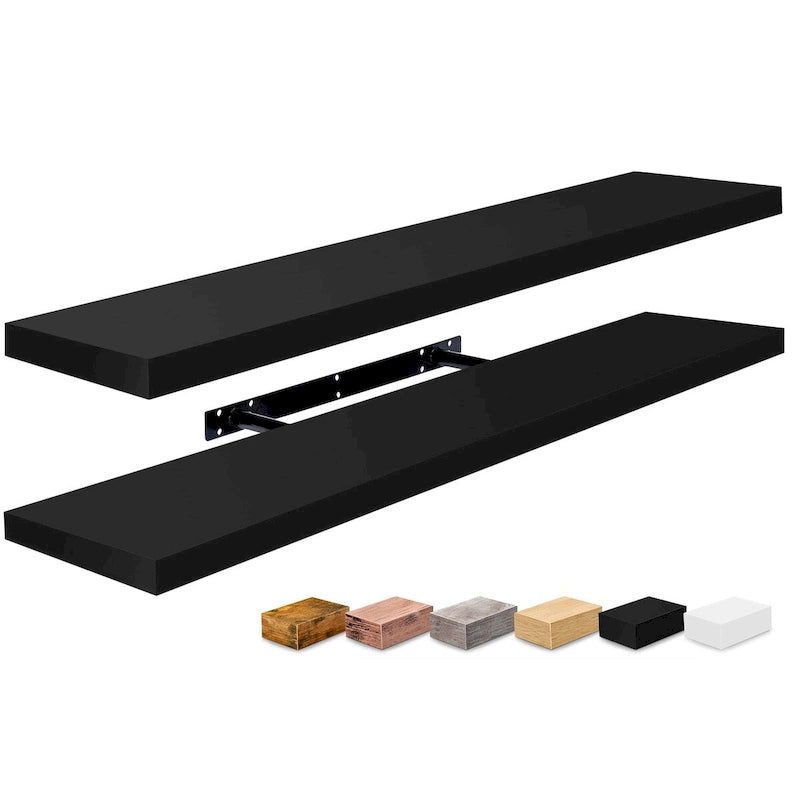 Longues étagères flottantes murales lot de 2 - 89 cm (L) x 23 cm (l) x 3,8 cm (H)