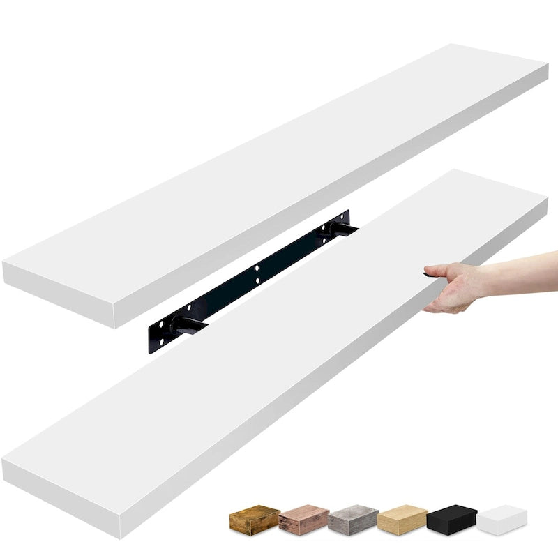 Longues étagères flottantes murales lot de 2 - 89 cm (L) x 23 cm (l) x 3,8 cm (H)