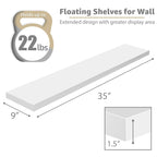 Longues étagères flottantes murales lot de 2 - 89 cm (L) x 23 cm (l) x 3,8 cm (H)