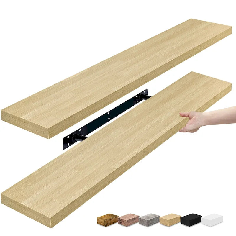 Longues étagères flottantes murales lot de 2 - 89 cm (L) x 23 cm (l) x 3,8 cm (H)