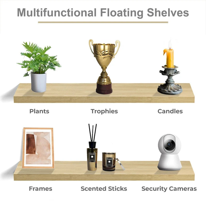 Longues étagères flottantes murales lot de 2 - 89 cm (L) x 23 cm (l) x 3,8 cm (H)