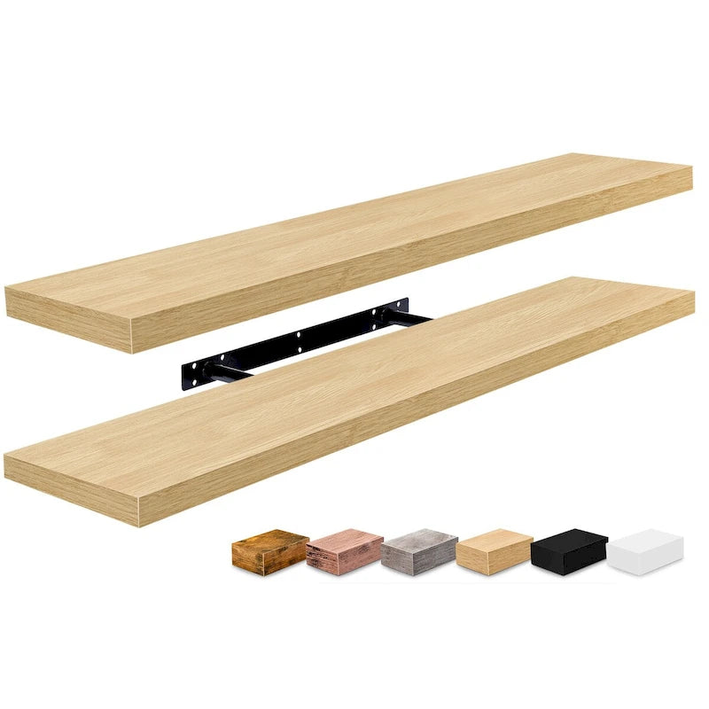 Longues étagères flottantes murales lot de 2 - 89 cm (L) x 23 cm (l) x 3,8 cm (H)