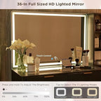 Coiffeuse moderne avec miroir lumineux HD, table de maquillage