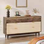Commode de 55 pouces pour chambre à coucher, longue commode double organisatrice en bois verte